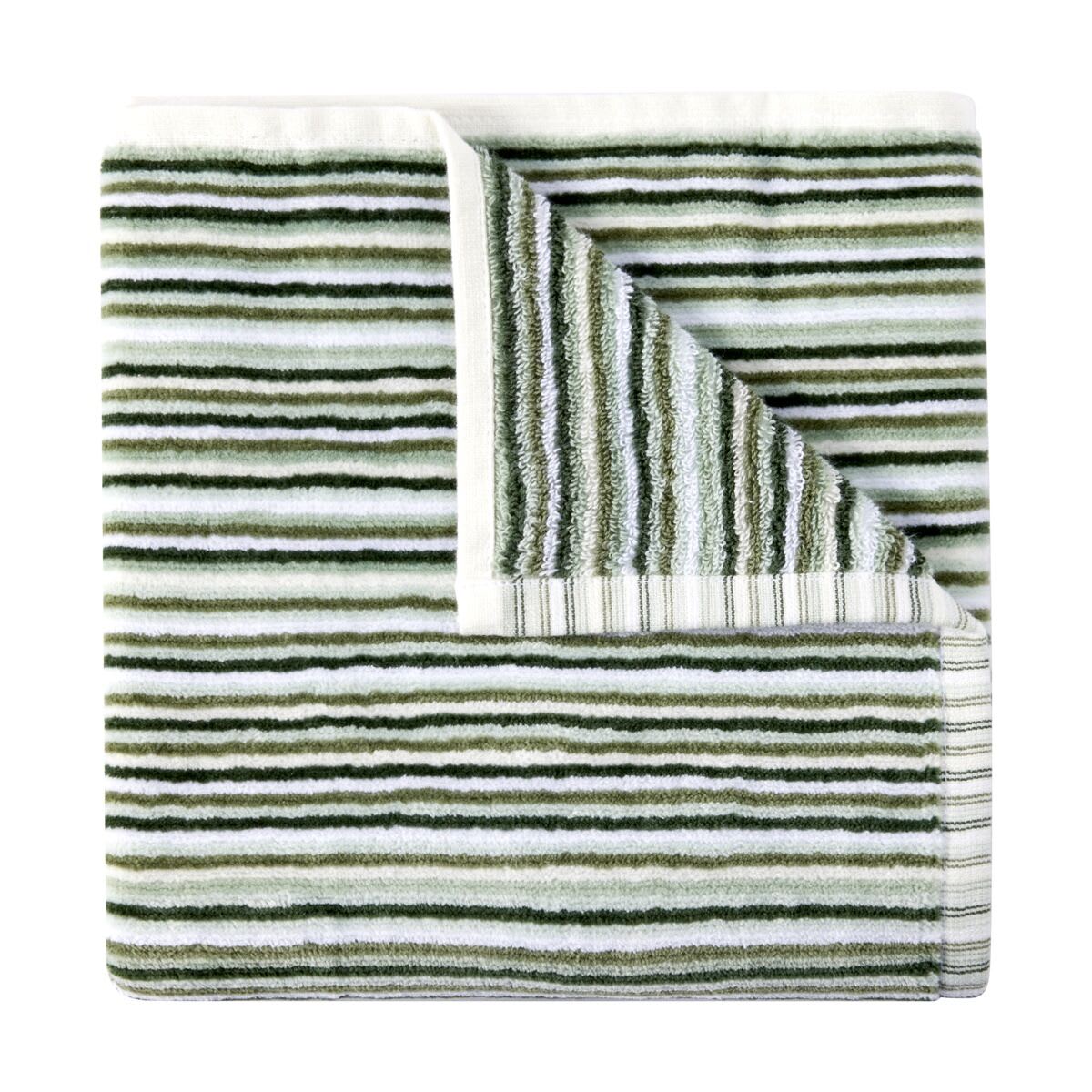 Mini Stripe Cotton Reversible Hand Towel - Green