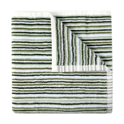 Mini Stripe Cotton Reversible Hand Towel - Green