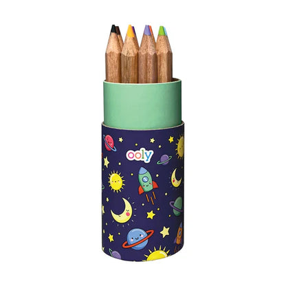 Ooly Draw 'n Doodle Mini Pencils Set of 12 with Sharpener Assorted Design Stationary Art and Craft for Kids 3yrs+