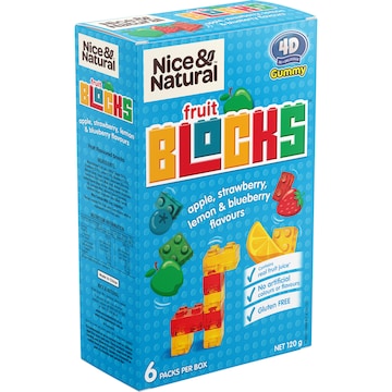 Nice & Natural Fruit Blocks Apple Strawberry Lemon & Raspberry 6 pack