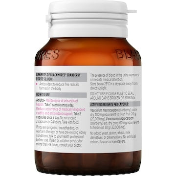 Blackmores Cranberry Forte 50000mg Capsules 30 pack