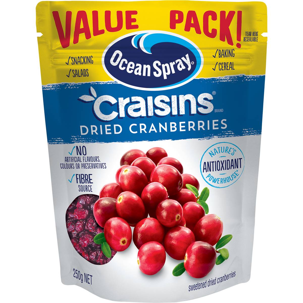 Ocean Spray Craisins Died Cranberries Value Pack 250g