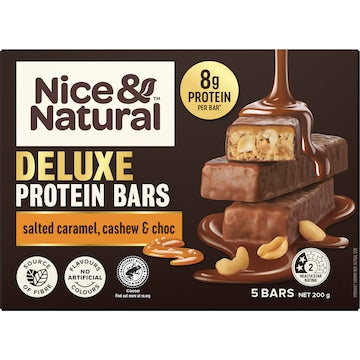 Nice & Natural Deluxe Protein Bar Salted Caramel Cashew & Choc 5 Pack 200g