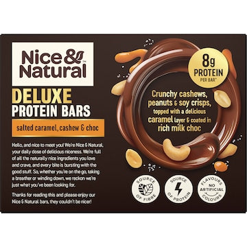 Nice & Natural Deluxe Protein Bar Salted Caramel Cashew & Choc 5 Pack 200g