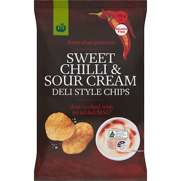 Woolworths Deli Style Potato Chips Sweet Chilli & Sour Cream 175g