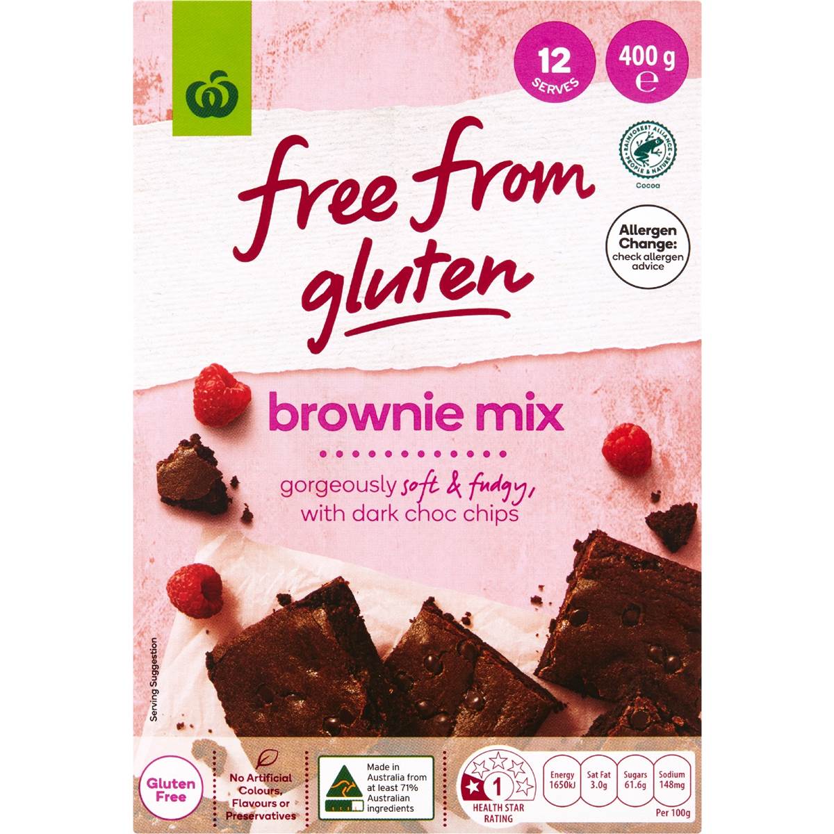 Free From Gluten Brownie Mix With Dark Choc Chips 400g