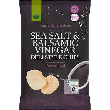 Woolworths Deli Style Potato Chips Sea Salt & Balsamic Vinegar 175g