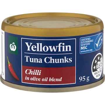 Woolworths Yellowfin Tuna Chunks Olive Oil With Chilli 95g