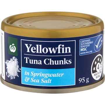 Woolworths Yellowfin Tuna Chunks Springwater & Sea Salt 95g