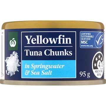 Woolworths Yellowfin Tuna Chunks Springwater & Sea Salt 95g