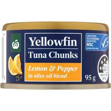 Woolworths Yellowfin Tuna Chunks Olive Oil With Lemon Pepper 95g