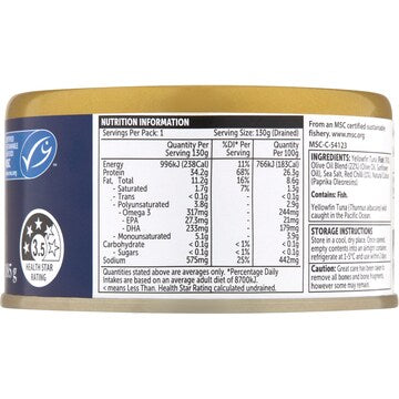 Woolworths Yellowfin Tuna Chunks Olive Oil Blend With Chilli 185g