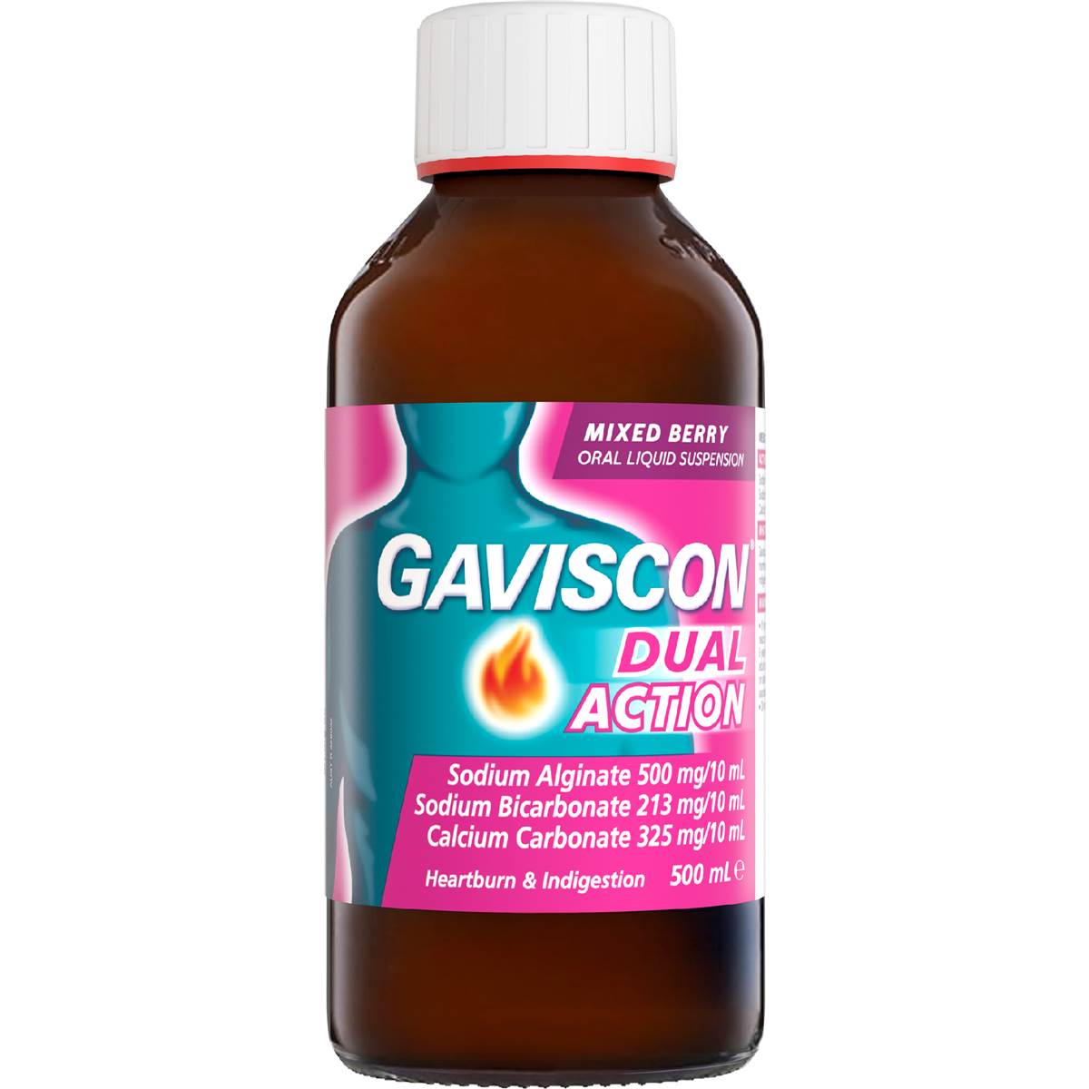 Gaviscon Dual Action Heartburn & Indigestion Liquid Mixed Berry 500mL
