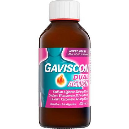Gaviscon Dual Action Heartburn & Indigestion Liquid Mixed Berry 500mL