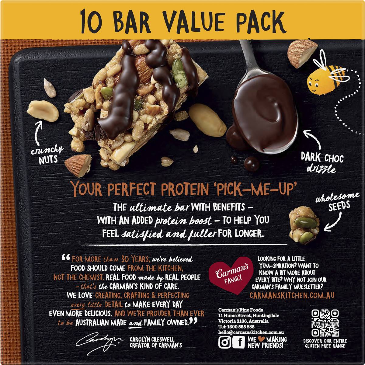 Carman's Protein DarkChocAlmond 10 Pack 400g