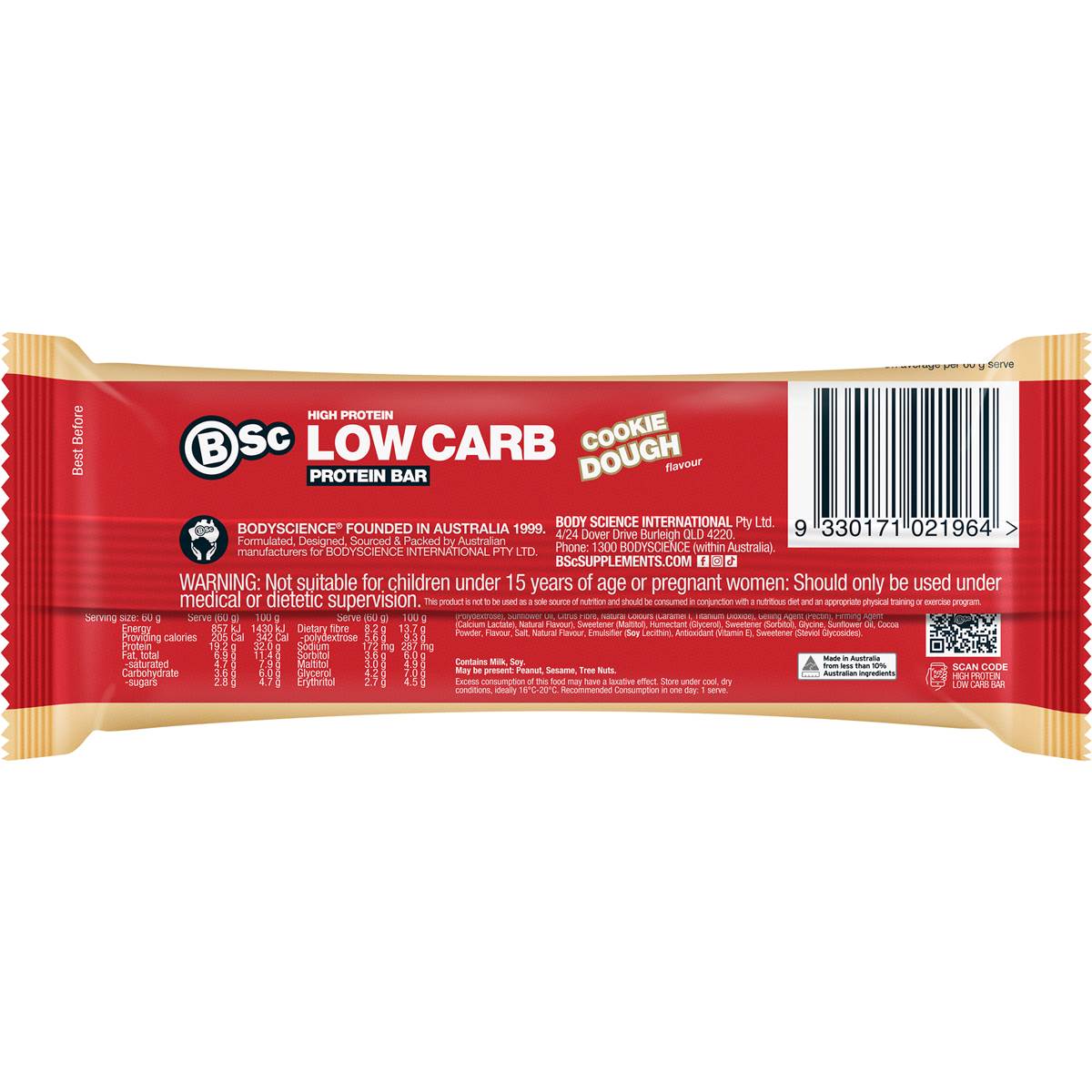 BSC High Protein Low Carb Bar Cookie Dough 60g