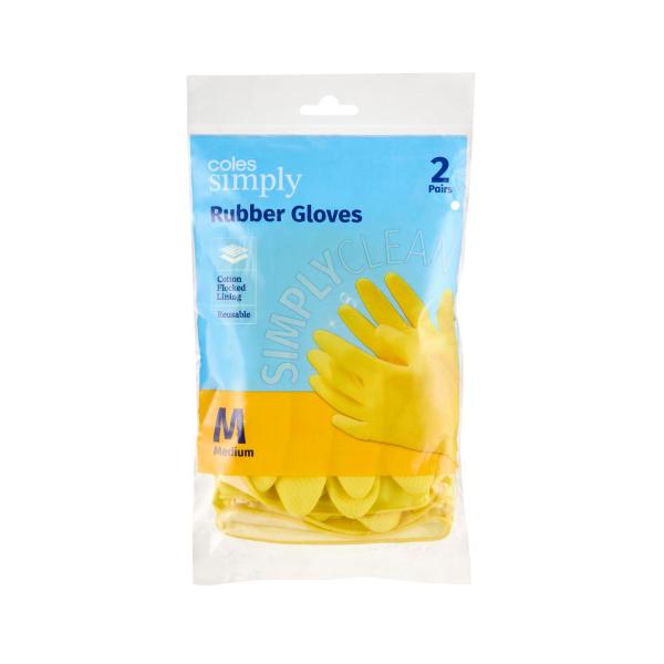 COLES SIMPLY RUBBER GLOVES MEDIUM