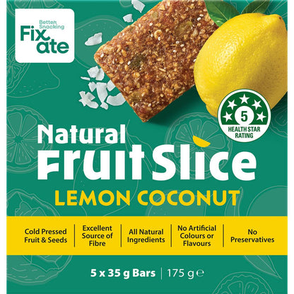 Fixate Natural Fruit Lemon Coconut 5 Pack 175g
