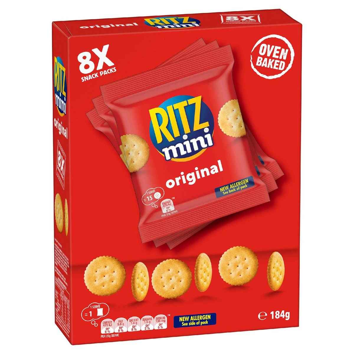 Ritz Mini Crackers Original Flavour Snack Bags 8 pack