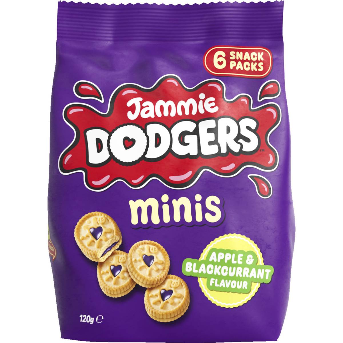 Jammie Dodgers Biscuit Minis Snack Packs Apple & Blackcurrant 6 pack