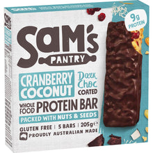 Sam's Pantry Protein Bar Dark Choc Coated Cranberry Coconut 5 Pack 205g
