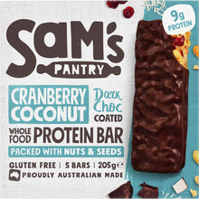 Sam's Pantry Protein Bar Dark Choc Coated Cranberry Coconut 5 Pack 205g