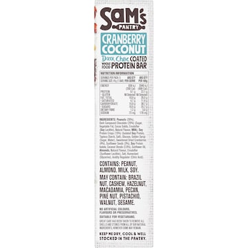 Sam's Pantry Protein Bar Dark Choc Coated Cranberry Coconut 5 Pack 205g
