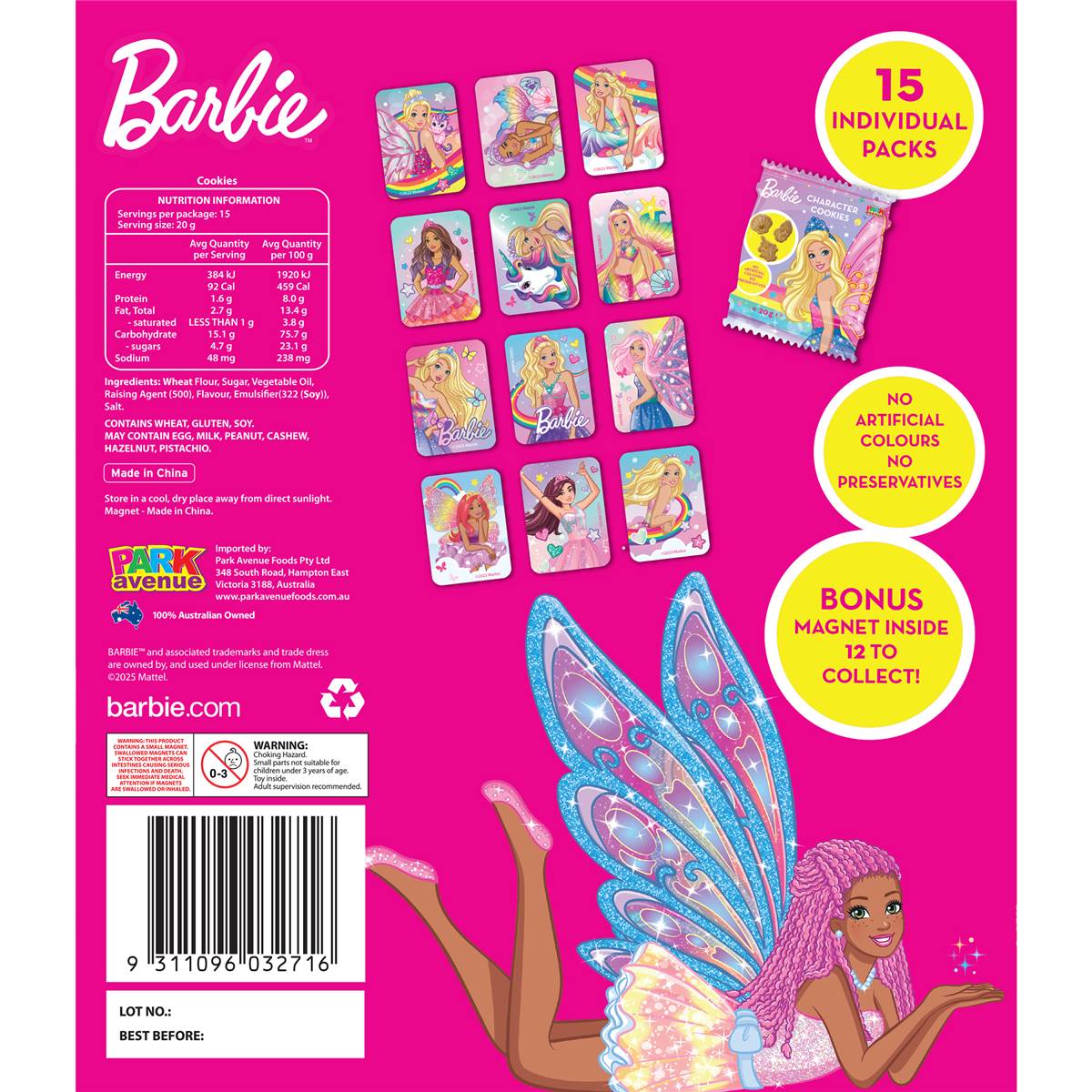 Park Avenue Character Cookies Barbie 15 pack