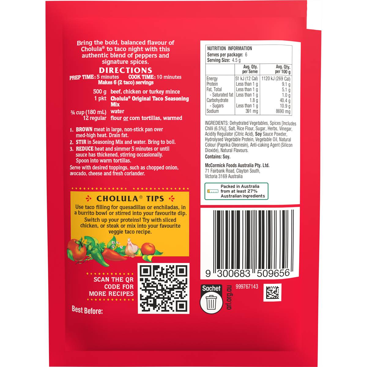 Cholula Original Taco 28g