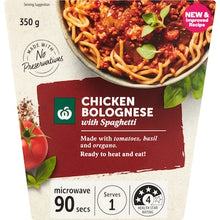 Woolworths Ready to Eat Meal Chicken Bolognese Spaghetti 350g
