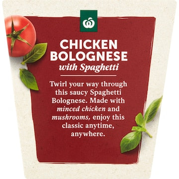 Woolworths Ready to Eat Meal Chicken Bolognese Spaghetti 350g
