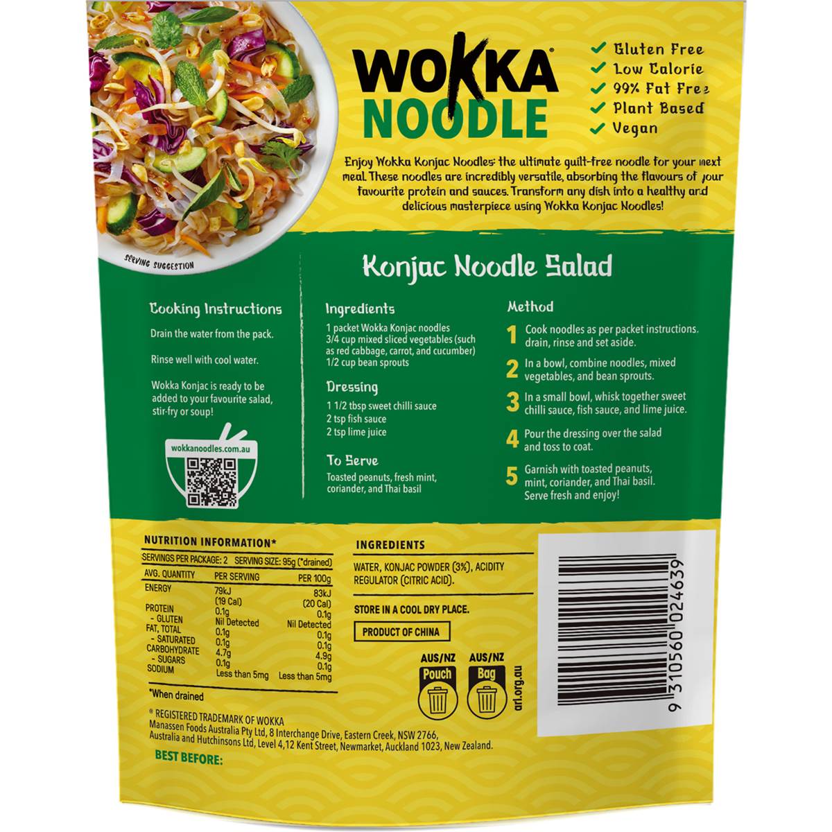 Wokka Konjac Noodles 250g