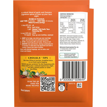 Cholula Chilli Garlic Taco Seasoning Mix 28g