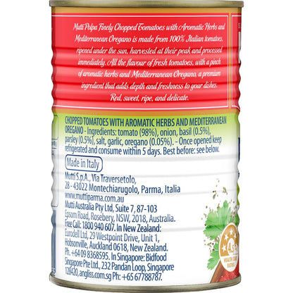 Mutti Polpa Finely Chopped Tomatoes Sicilian Oregano 400g