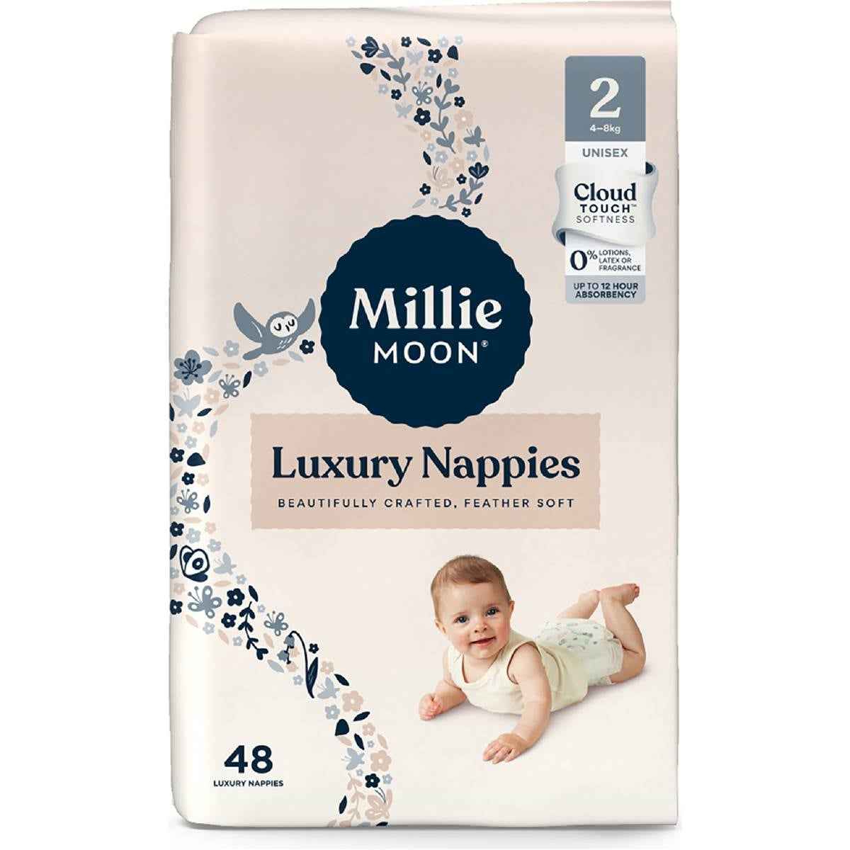 Millie Moon Luxury Nappies Size 2 Infant 4-8kg 48 pack
