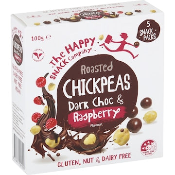 The Happy Snack Company Chickpeas Dark Choc and Raspberry 5 pack
