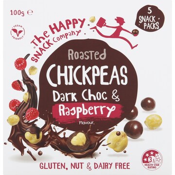 The Happy Snack Company Chickpeas Dark Choc and Raspberry 5 pack