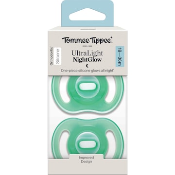 Tommee Tippee Ultra Light Soothers Night Glow 18-36M Assorted 2 pack