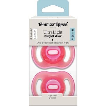 Tommee Tippee Ultra Light Soothers Night Glow 18-36M Assorted 2 pack