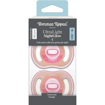 Tommee Tippee Ultra Light Soothers Night Glow 18-36M Assorted 2 pack
