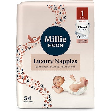 Millie Moon Luxury Nappies Size 1 Newborn 3-5kg 54 pack