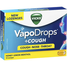 Vicks Vapodrop & Cough Sore Throat Lozenges Honey Lemon 16 Pack
