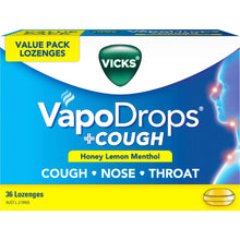 Vicks Vapodrop & Cough Sore Throat Lozenges Honey Lemon 36 Pack