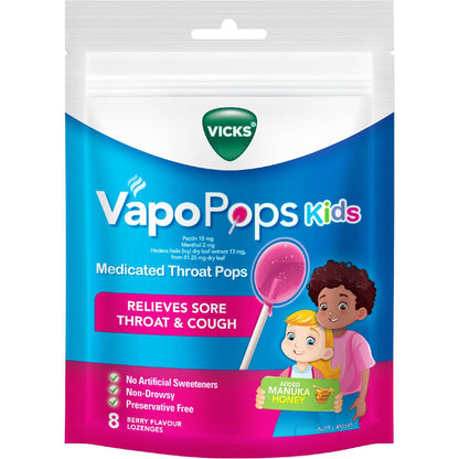 Vicks Kids VapoPops Sore Throat Berry 8 pack