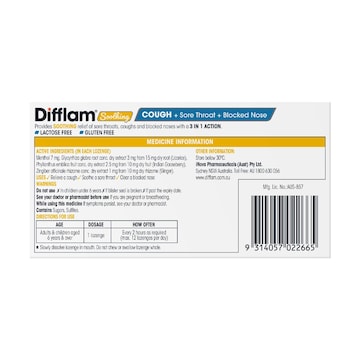 Difflam Soothing Cough Sore Throat & Blocked Nose Lozenges 16 pack