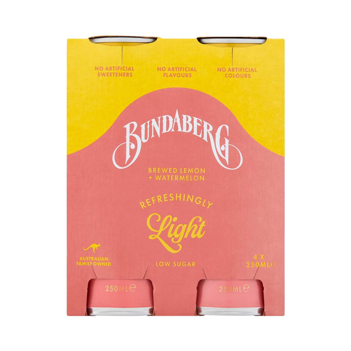 Bundaberg Refreshingly Light Sparkling Drink Watermelon & Lemon 250mL x 4 pack