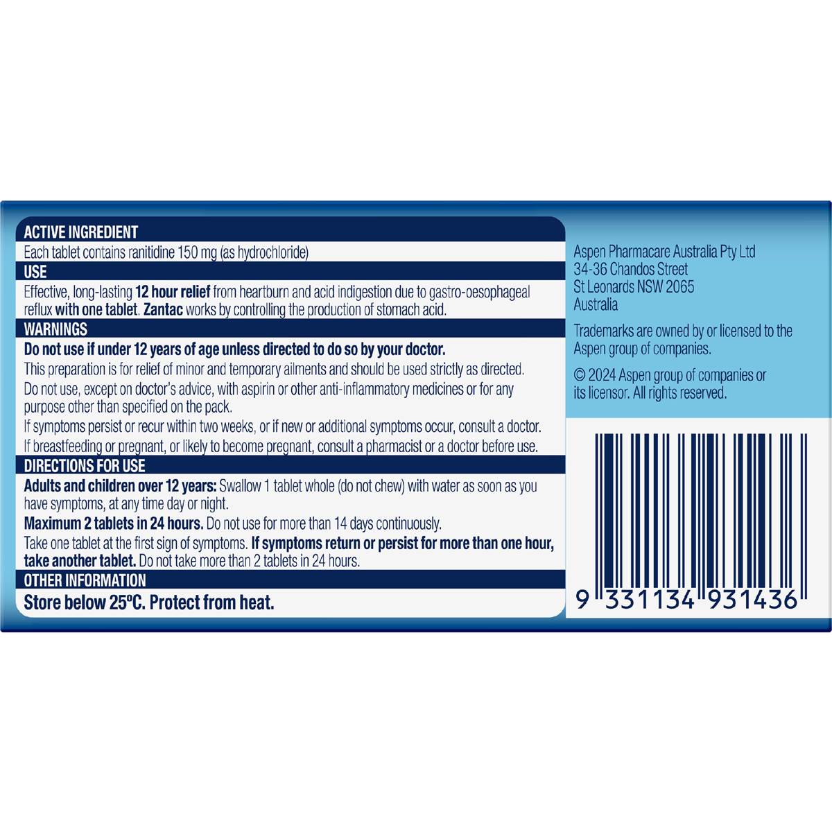 Zantac Relief Tablets 14 pack