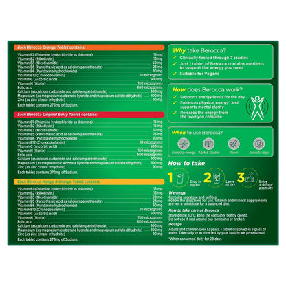 Berocca Energy Effervescent Variety Pack Tablets 45 pack