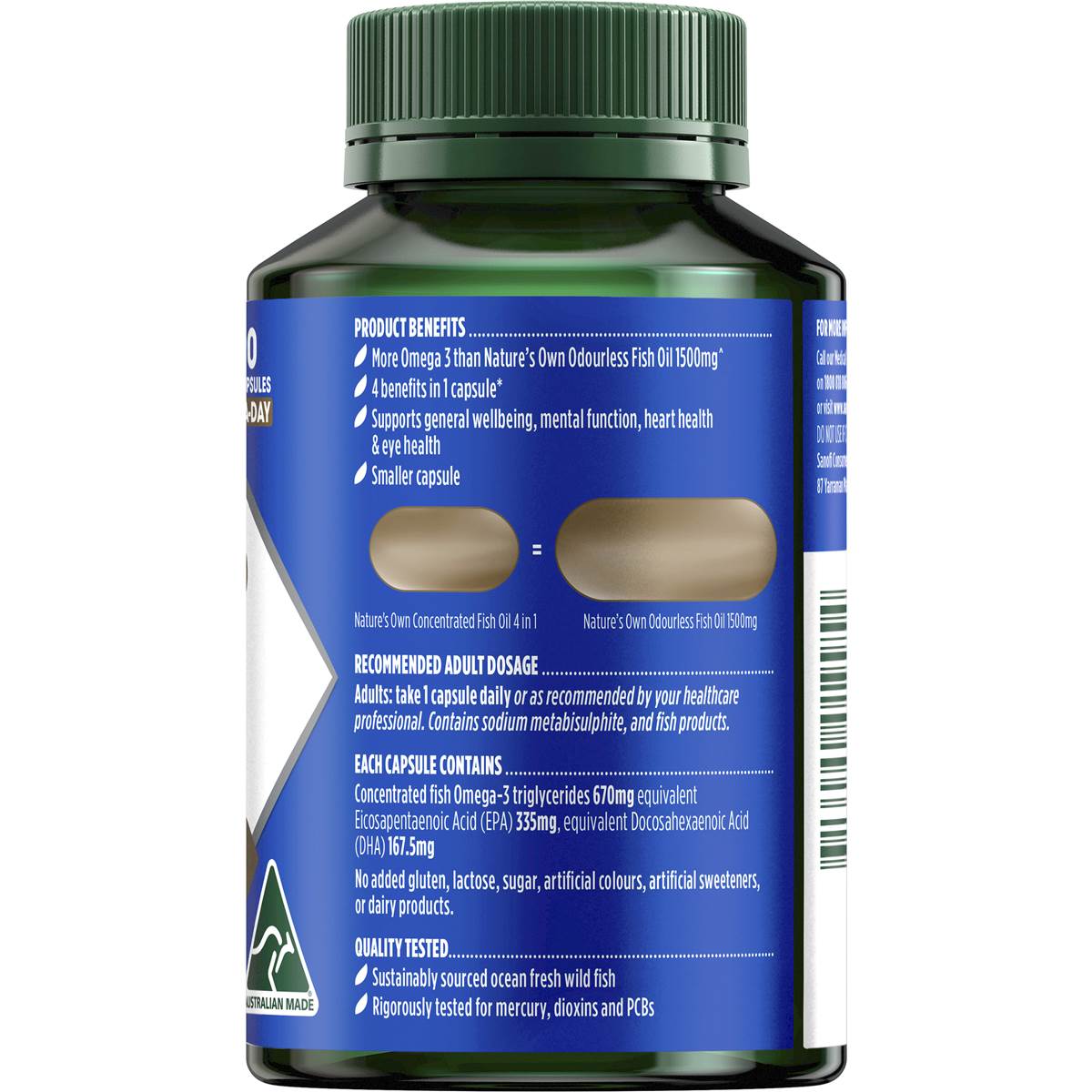 Nature's Own 4 In 1 Concentrated Fish Oil 1500MG Capsules 90 pack