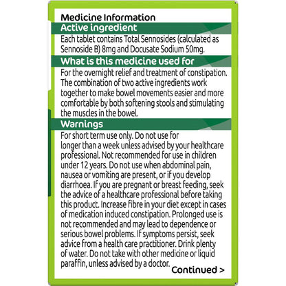 Senokot Dual Action With Softener Senna Leaf Constipation Relief 90 pack
